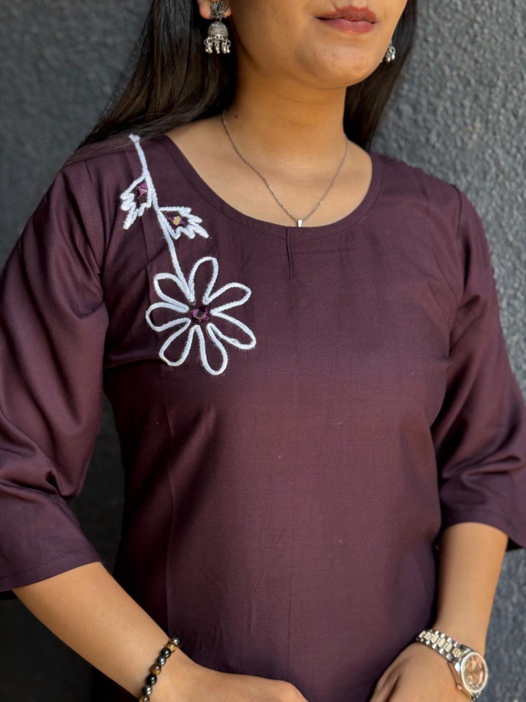 Elegant Maroon Embroidered Cord Set