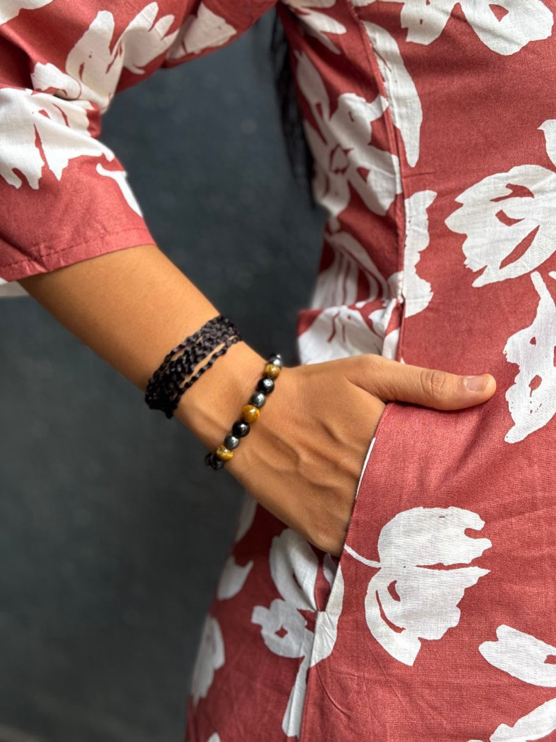 MAROON FLORAL COTTON KURTI WITH LAYERED HEM