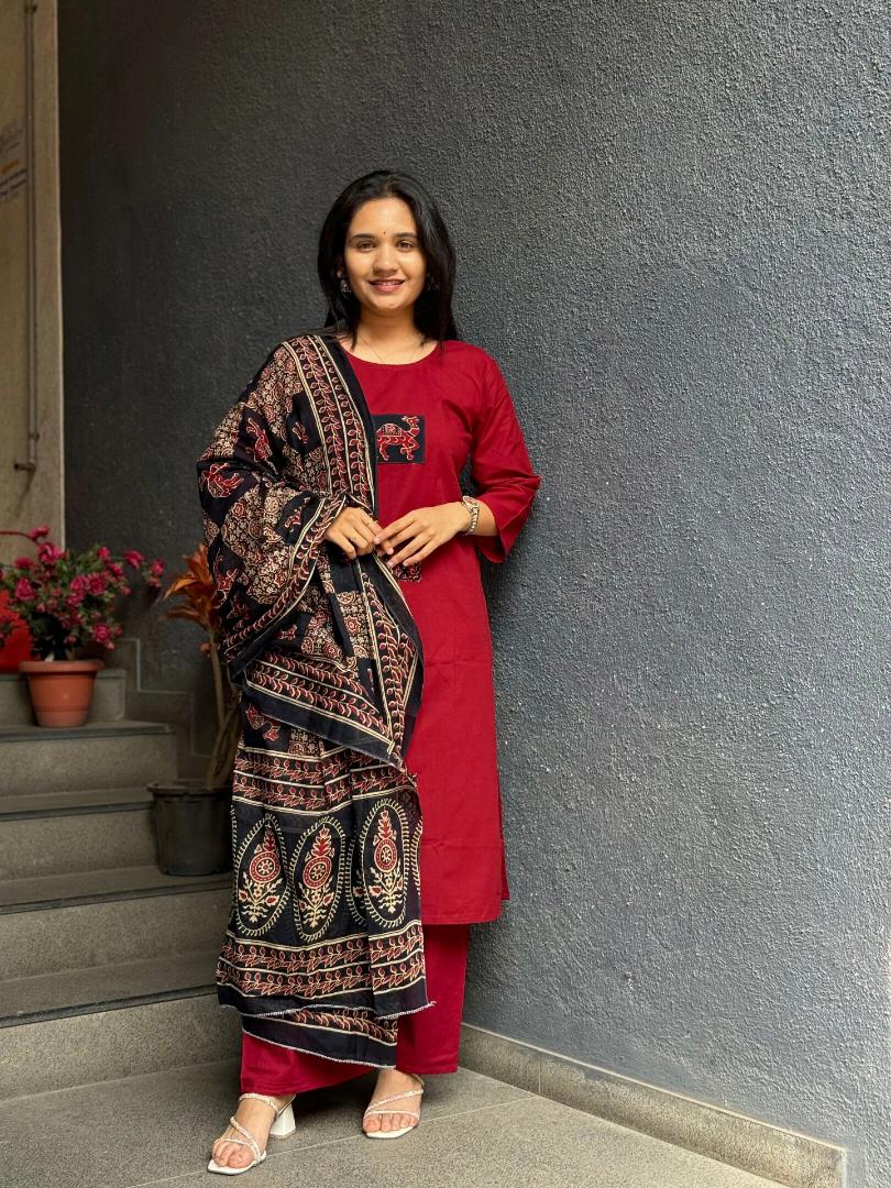 Royal Ajrakh Suit Set