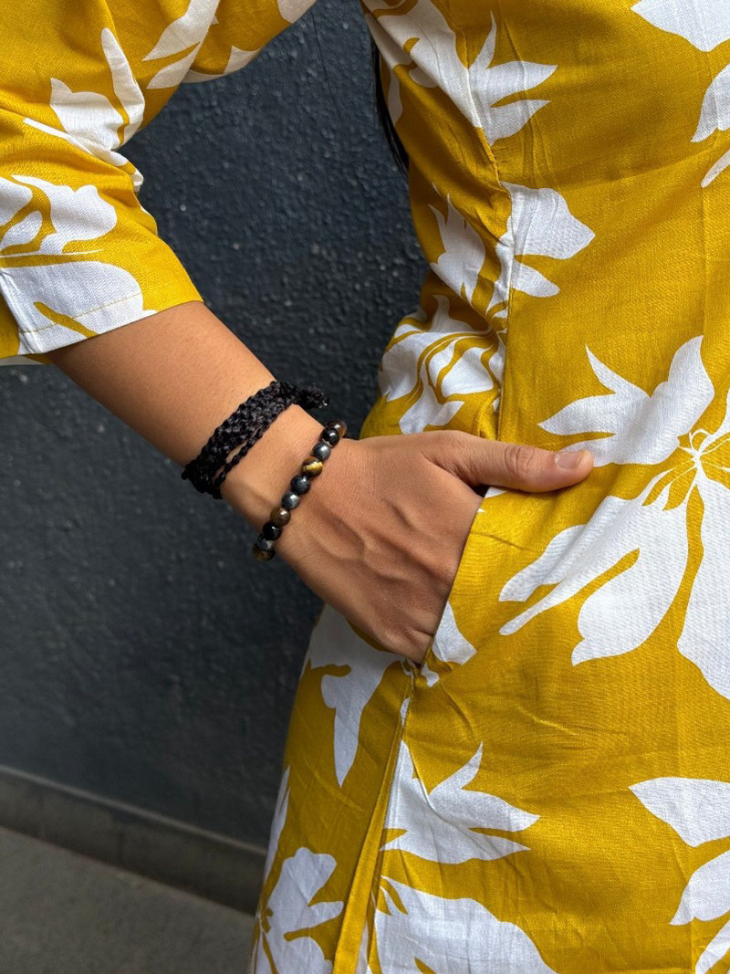SUNNY MUSTARD FLORAL PRINTED COTTON SUIT SET